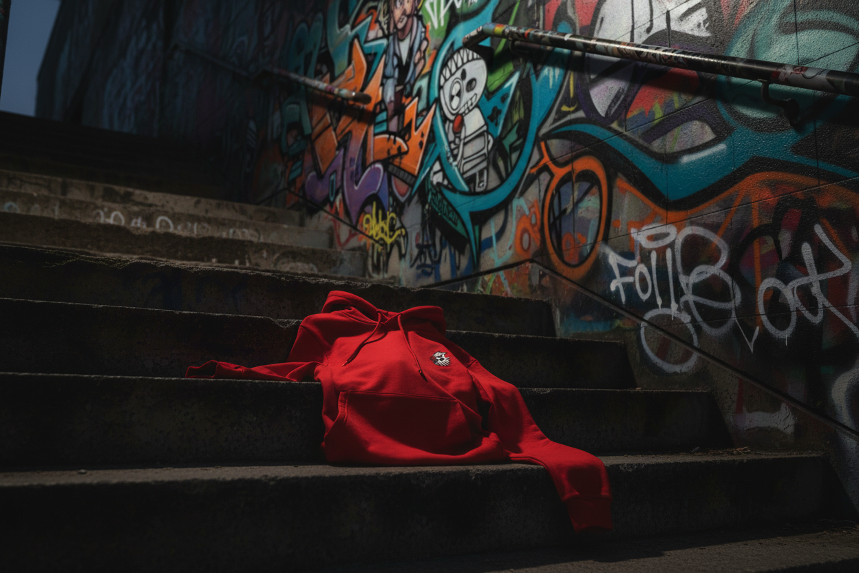 Buzo en escaleras urbanas